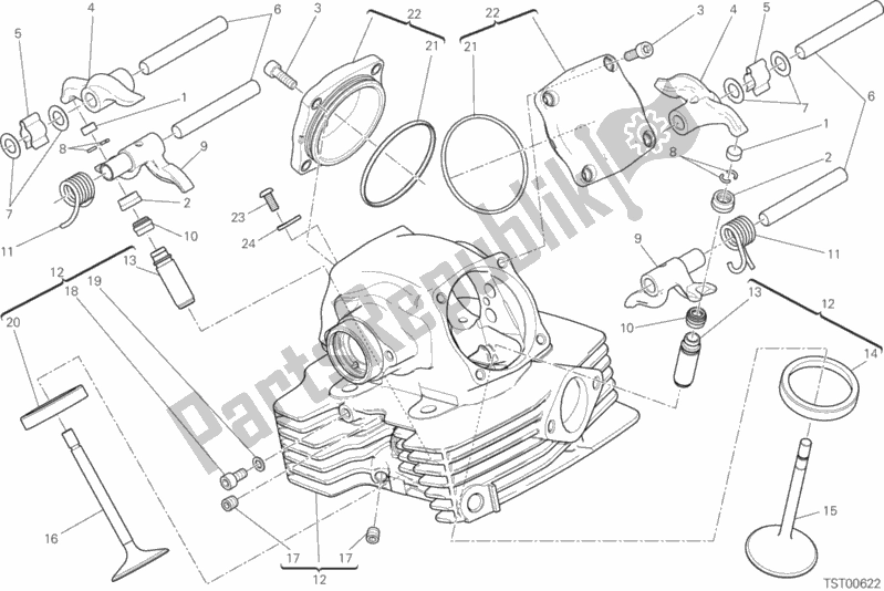 All parts for the Vertical Head of the Ducati Scrambler 1100 Sport USA 2018